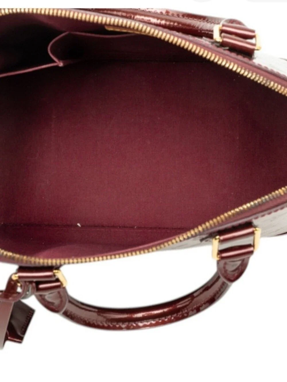 Louis Vuitton Vernis Alma PM Handbag in Burgundy Patent With The Bag